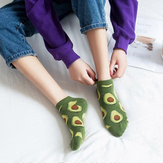 Avocado Pattern Green Ankle Socks (Men's & Women's Sizes)