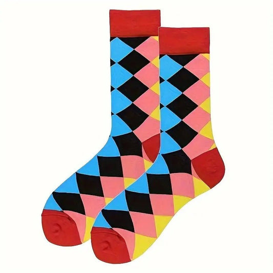 Bright Argyle Patterned Socks from the Sock Panda (Adult Large - Men's Shoe Sizes 8 - 12)