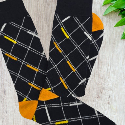 Diagonal Line Grid Socks from the Sock Panda (Adult Large - Men's Shoe Sizes 8 - 12)