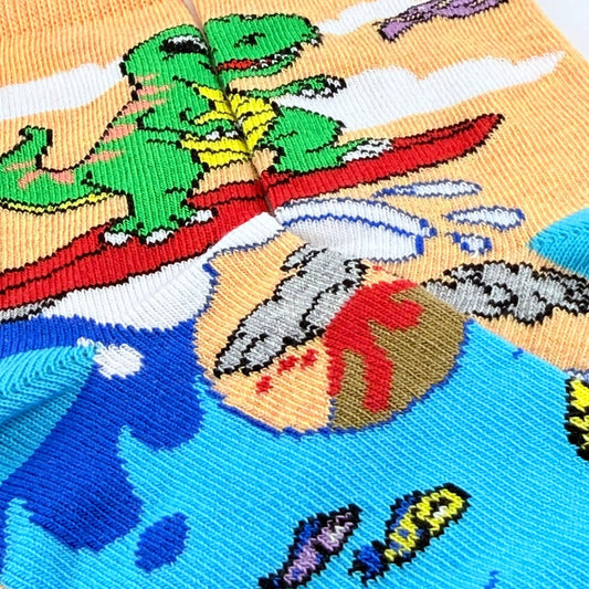 Dinosaur (T-Rex) Surfer Socks from the Sock Panda (Ages 3-7) SurfDinoMd
