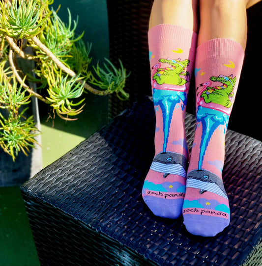 Dream Dragon and Whale Socks from the Sock Panda (Adult Medium - Women's Shoe Sizes 5 - 10)