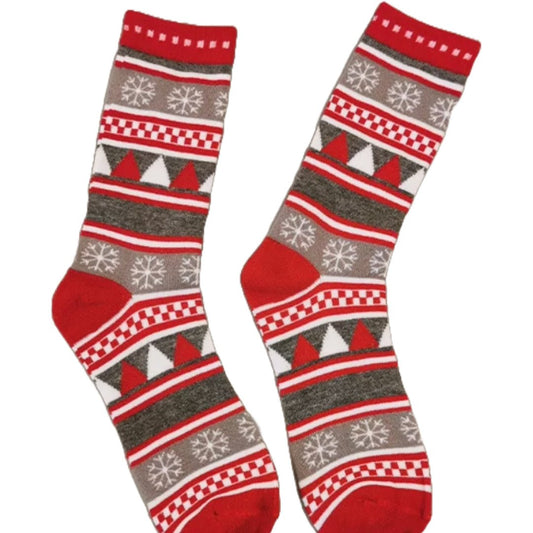 Festive Fair Isle Holiday Tree Pattern Socks (Adult Large - Men's Shoe Sizes 8 - 12)