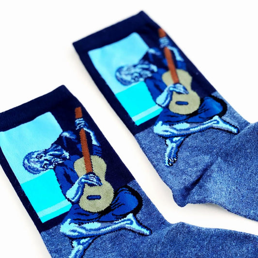 Old Guitarist Picasso Famous Art Socks - Blue