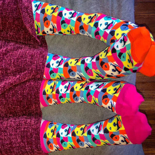 Pop Art Pitbull Crew Socks (Adult Medium - Women's Shoe Sizes 5 - 10)
