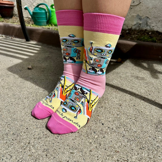 Robot Artist Socks from the Sock Panda (Adult Medium - Women's Shoe Sizes 5 - 10)