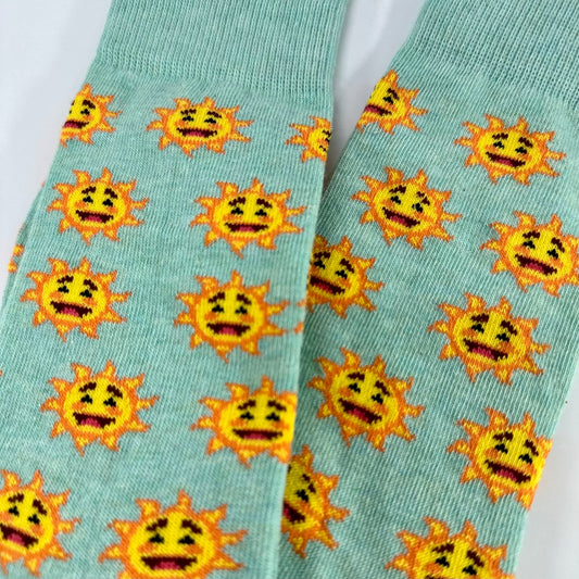 Smiley Sun Face Patterned Sock Panda (Adult Small - Shoe Sizes 2 - 5)