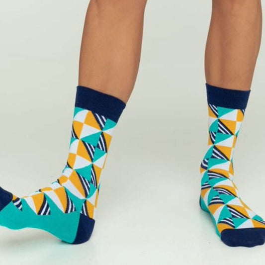 Square Triangle Geometric Socks from the Sock Panda (Adult Large - Men's Shoe Sizes 8 - 12)