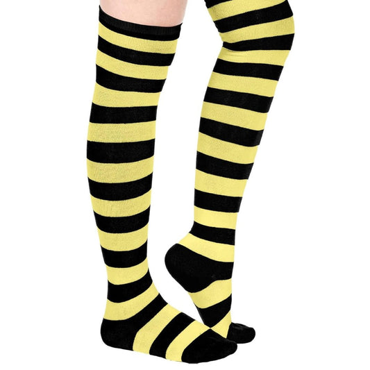 Striped Patterned Socks (Thigh High) Yellow and Black