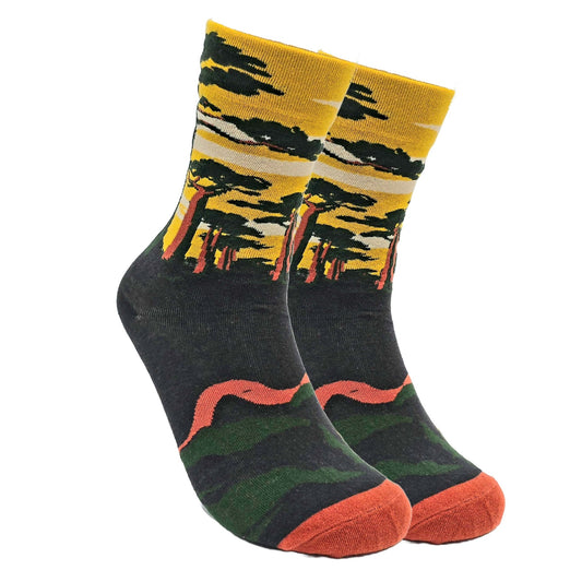 Sunset Trees Socks from the Sock Panda (Adult Medium - Women Shoe 5 - 10)
