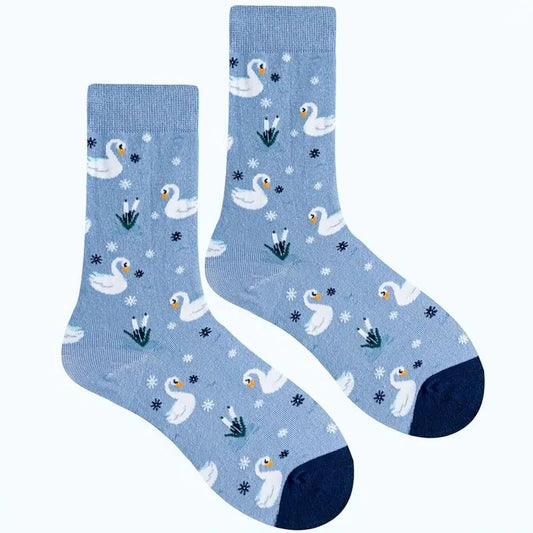 Swan Patterned Socks from the Sock Panda (Adult Medium - Women's Shoe Sizes 5 - 10)