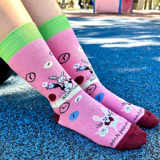 Time Bunny Rabbit Socks from the Sock Panda (Adult Medium - Women's Shoe Sizes 5 - 10)