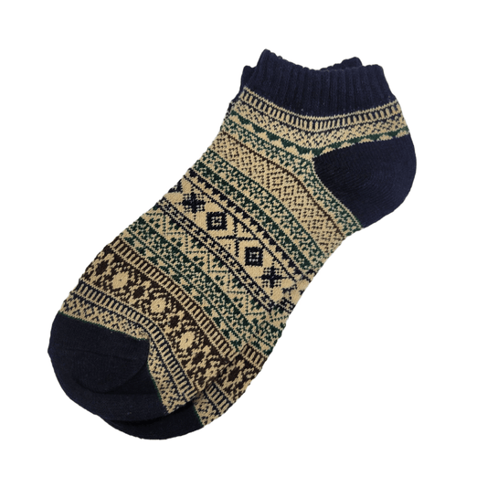 Warm Woolen Block Knitting Ankle Socks (Adult Large)