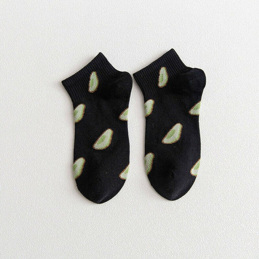 Avocado Patterned Short Ankle Socks (Adult Medium - Women's Shoe Sizes 5 - 10)