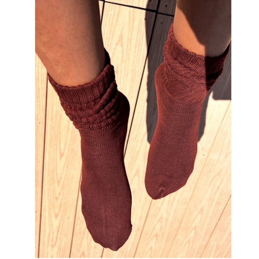 Brown Slouch Socks (Adult Medium - Women's Shoe Sizes 5 - 10) - Lightweight