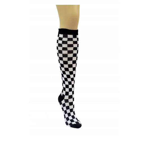 Checkered Pattern Knee High Socks (Adult Medium - Women's Shoe Sizes 5 - 10)
