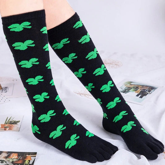 Clover Pattern Knee High Socks (Toe Socks)