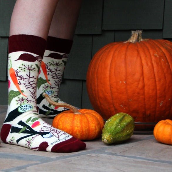 Fall Vegetable and Fruit Socks (Adult Medium - Women's Shoe Sizes 5 - 10) - Sock Panda