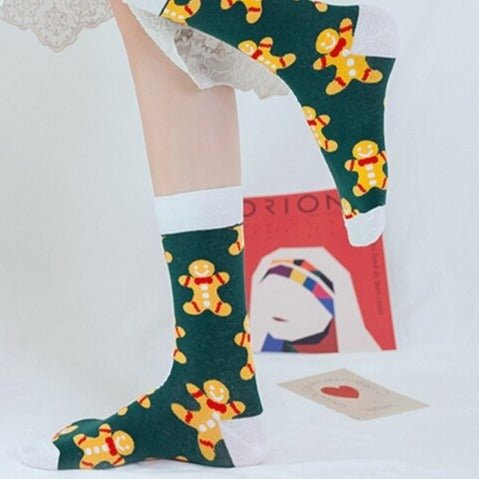Gingerbread Man Patterned Socks (Adult Medium - Women's Shoe Sizes 5 - 10)