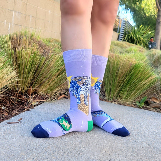 Ice Cream Cone Earth Socks from the Sock Panda (Adult Small - Shoe Sizes 2 - 5)