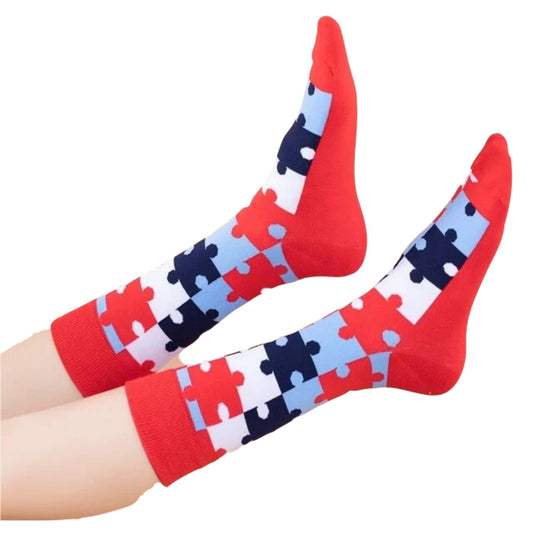 Puzzle Pieces Pattern Socks from the Sock Panda (Adult Large - Men's Shoe Sizes 8 - 12)