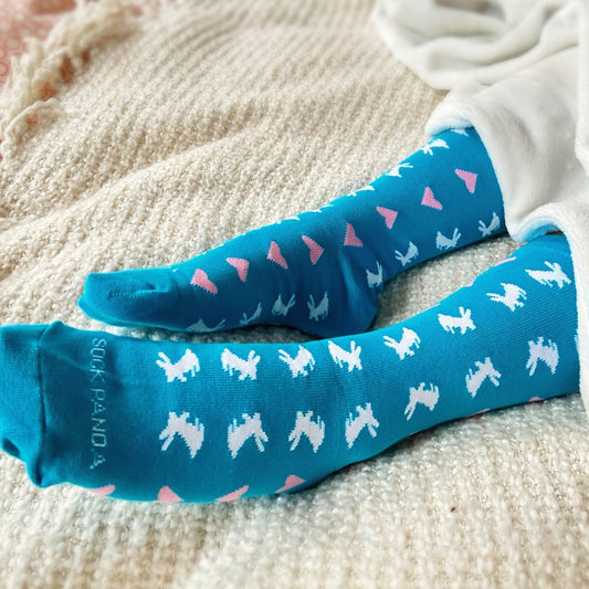 Rabbits and Hearts Patterned Socks from the Sock Panda (Adult Medium - Women's Shoe Sizes 5 - 10)