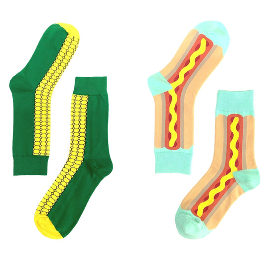 Two Pack of Outdoor Grill Picnic (Hot Dog and Corn on the Cob) Socks from the Sock Panda