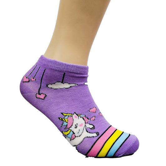 Unicorn Ankle Rainbow Socks (Adult Medium - Women's Shoe Sizes 5 - 10)