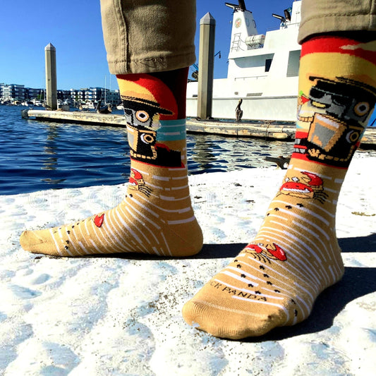 Vacationing Robot on the Beach Socks from the Sock Panda (Adult Large)