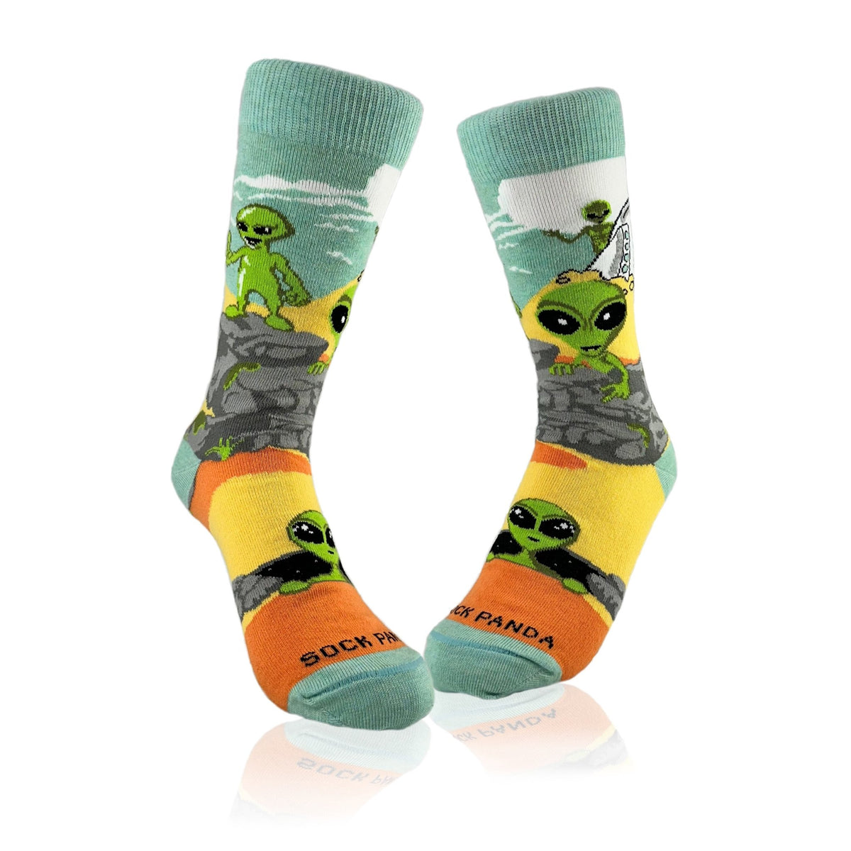Alien Desert Crash Landing Socks from the Sock Panda