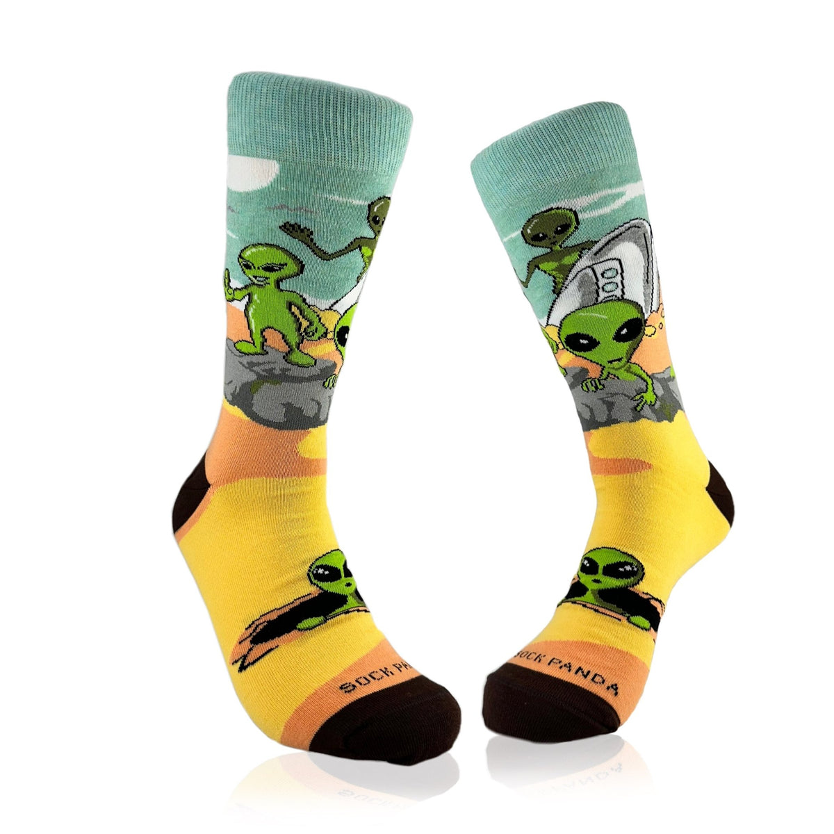 Alien Desert Crash Landing Socks from the Sock Panda