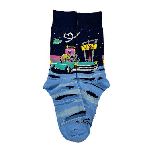 Alien Dinner Date Socks from the Sock Panda (Adult Medium - Women's Shoe Sizes 5 - 10)