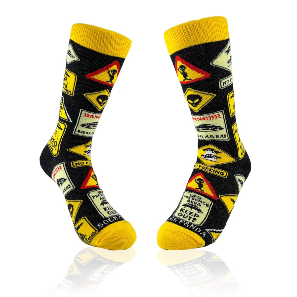 Alien Roadside Signs Socks from the Socks Panda (Adult Small) AlienSignSm