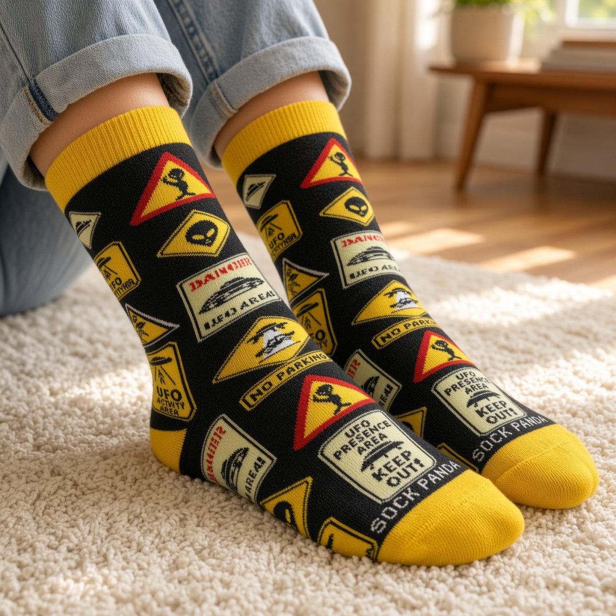 Alien Roadside Signs Socks from the Socks Panda (Adult Small) AlienSignSm