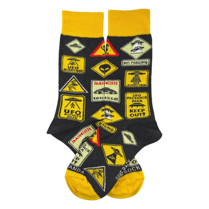 Alien Roadside Signs Socks from the Socks Panda (Adult Small) AlienSignSm
