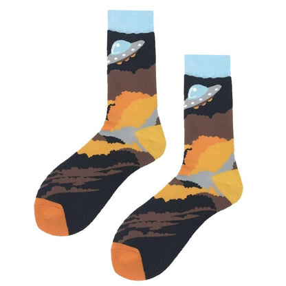 Alien UFO over Mars Socks from the Sock Panda (Adult Large)
