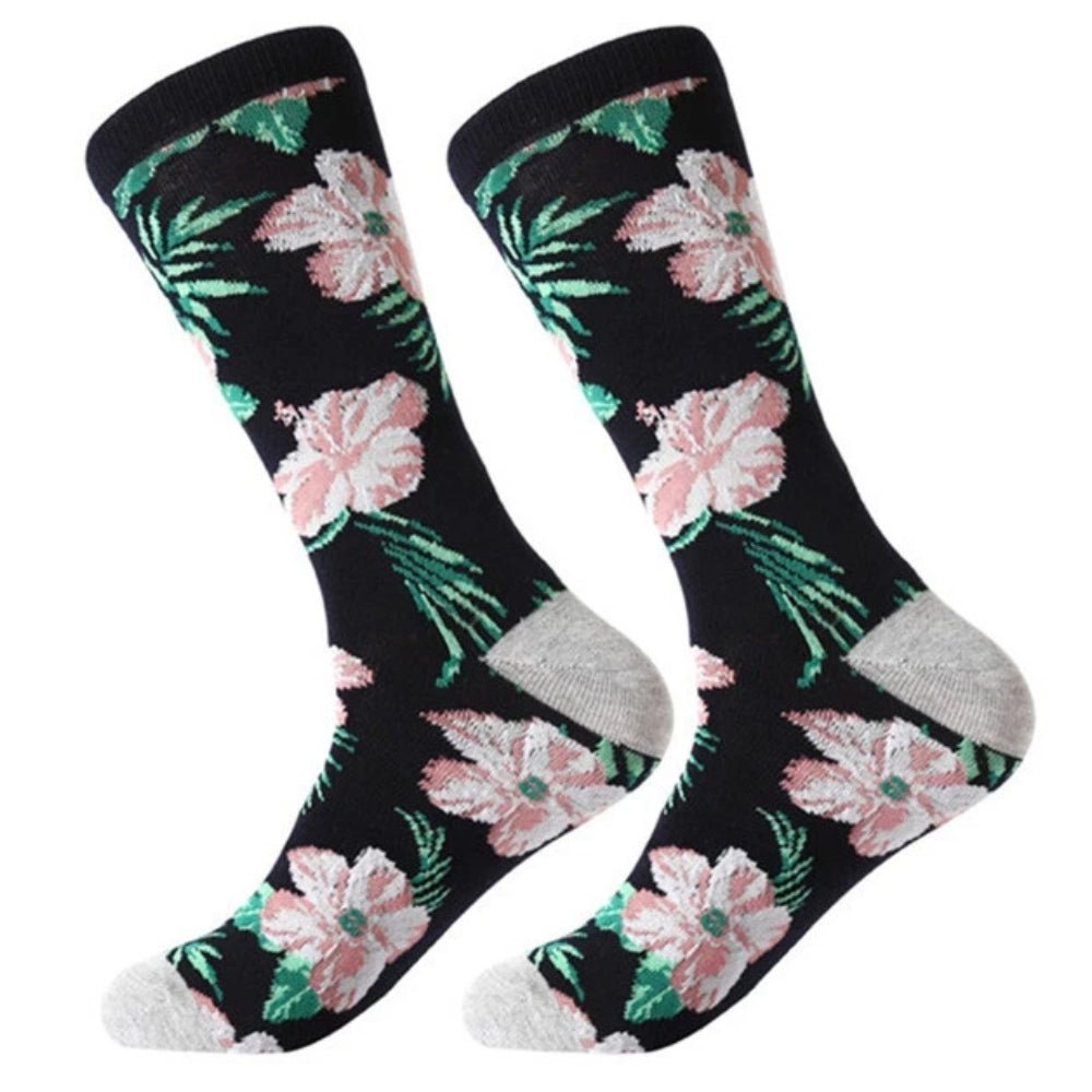 Aloha Hawaiian Floral Hibiscus Pattern Socks (Adult Large)
