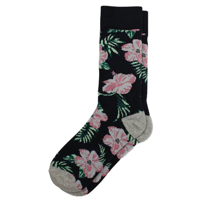 Aloha Hawaiian Floral Hibiscus Pattern Socks (Adult Large)
