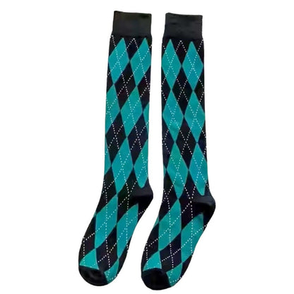 Argyle Socks from the Sock Panda (Knee High) Teal and Black