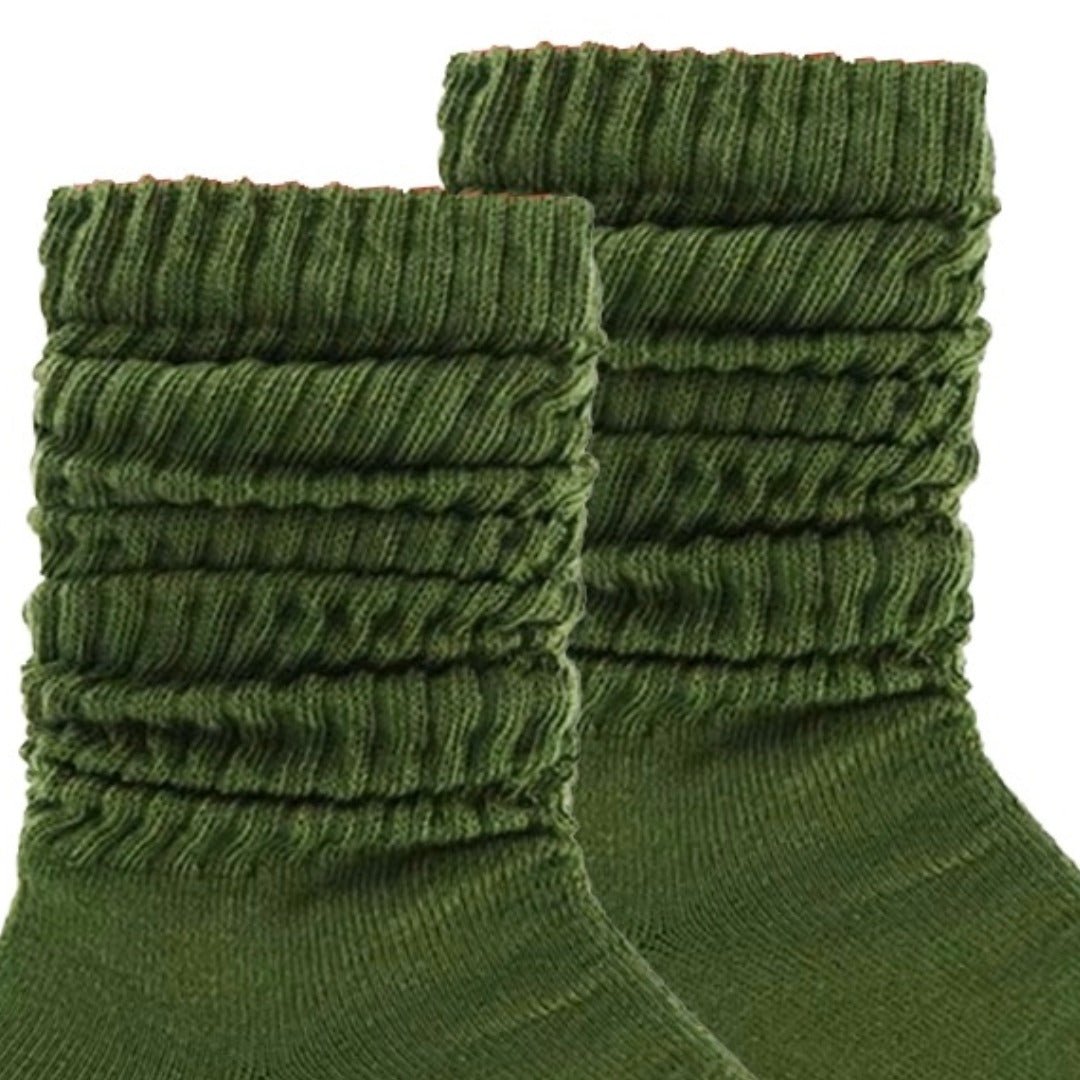 Army Green Slouch Socks (Adult Medium - Women's Shoe Sizes 5 - 10) - Lightweight