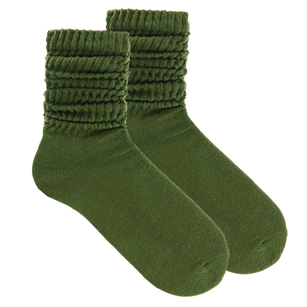 Army Green Slouch Socks (Adult Medium - Women's Shoe Sizes 5 - 10) - Lightweight