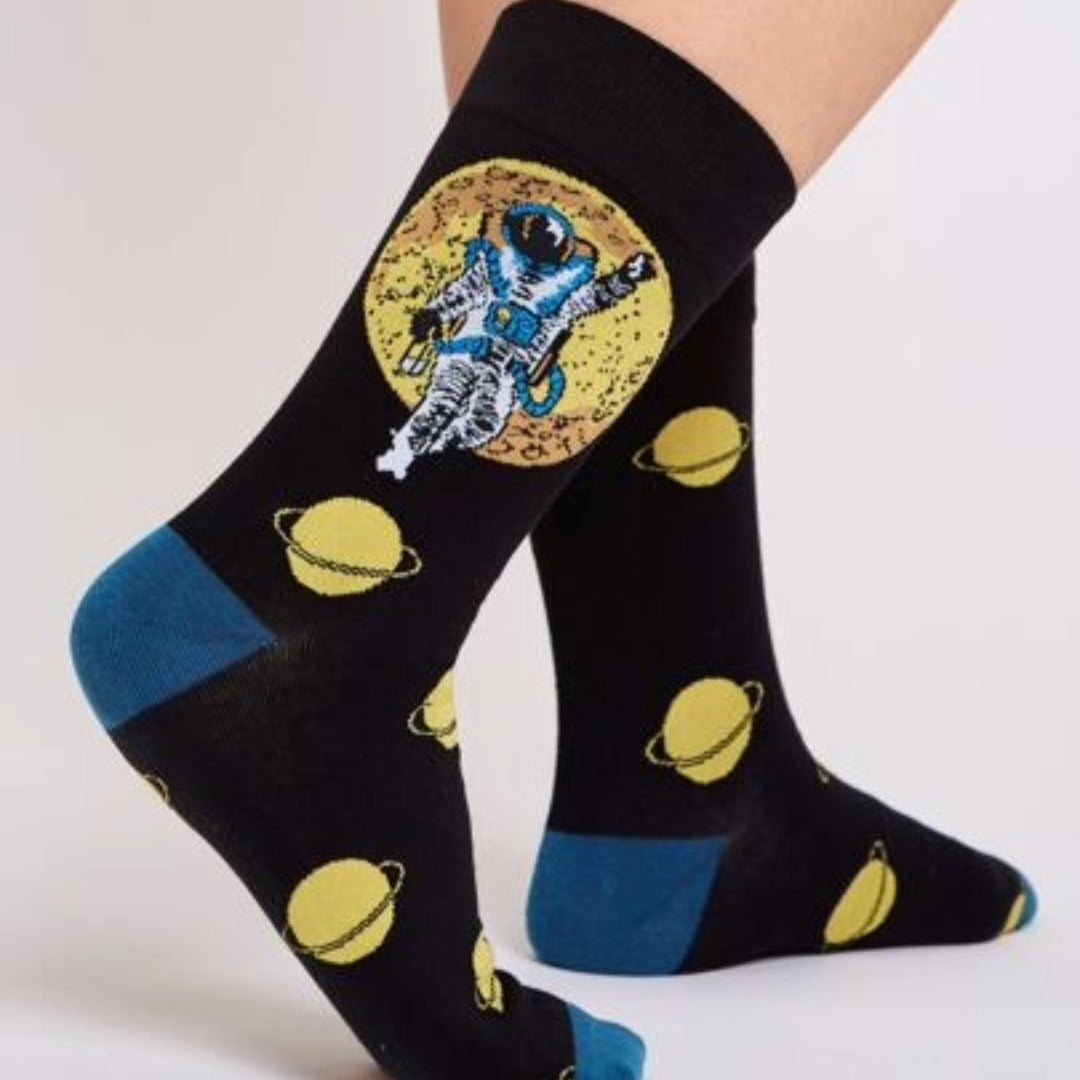 Astronaut by the Moon Socks from the Sock Panda (Adult Large - Men's Shoe Sizes 8 - 12)