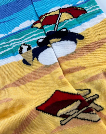 Beach Penguin Socks from the Sock Panda (Adult Medium - Women's Shoe Sizes 5 - 10)