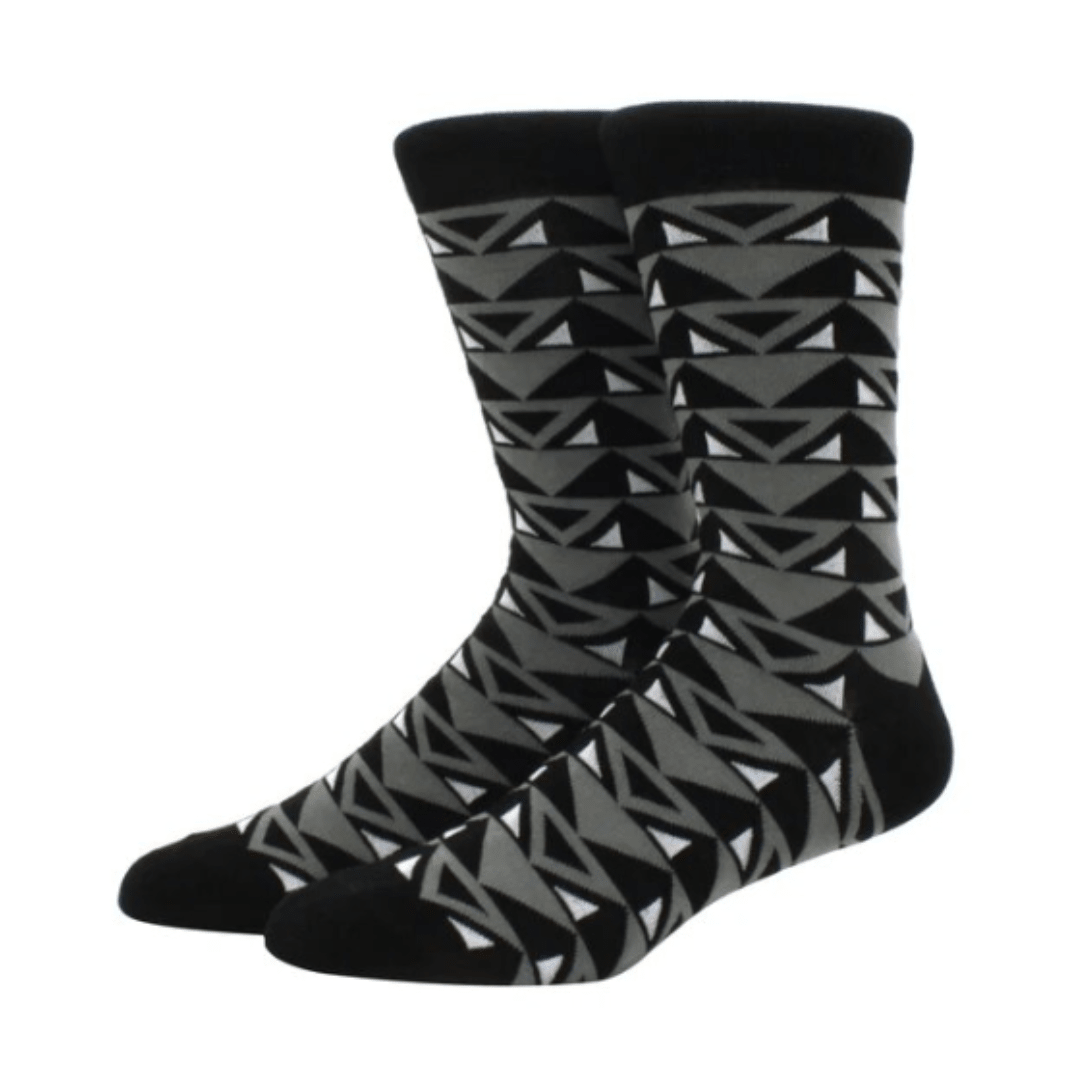 Black and Gray Triangle Socks from the Sock Panda (Adult Large - Men's Shoe Sizes 8 - 12)