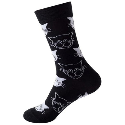 Black and White Cat Pattern Socks (Adult Medium - Women's Shoe Sizes 5-10) - Classic BWCatPattMd3