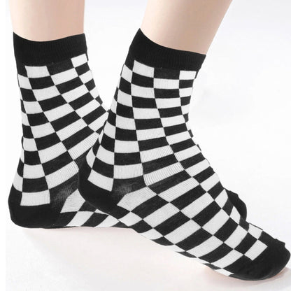 Black and White Checkered Socks from the Sock Panda (Adult Medium - Women's Shoe Sizes 5 - 10)