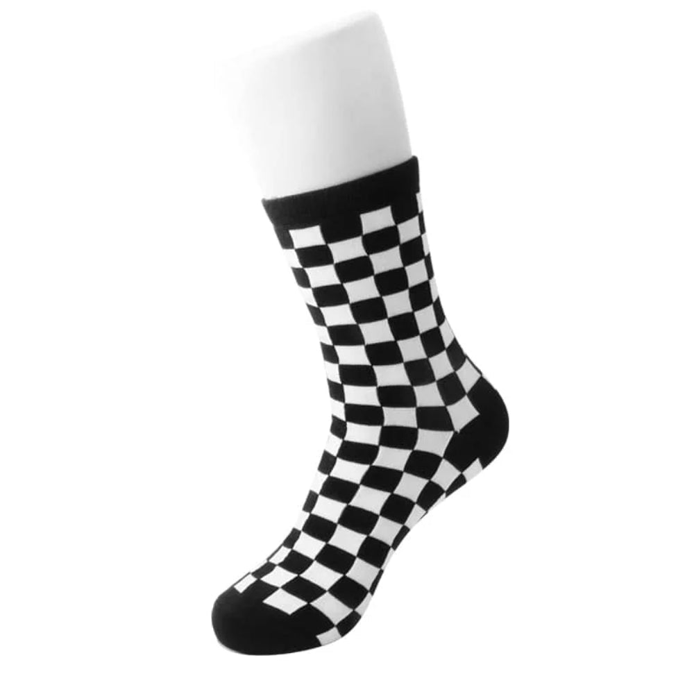 Black and White Checkered Socks from the Sock Panda (Adult Medium - Women's Shoe Sizes 5 - 10)