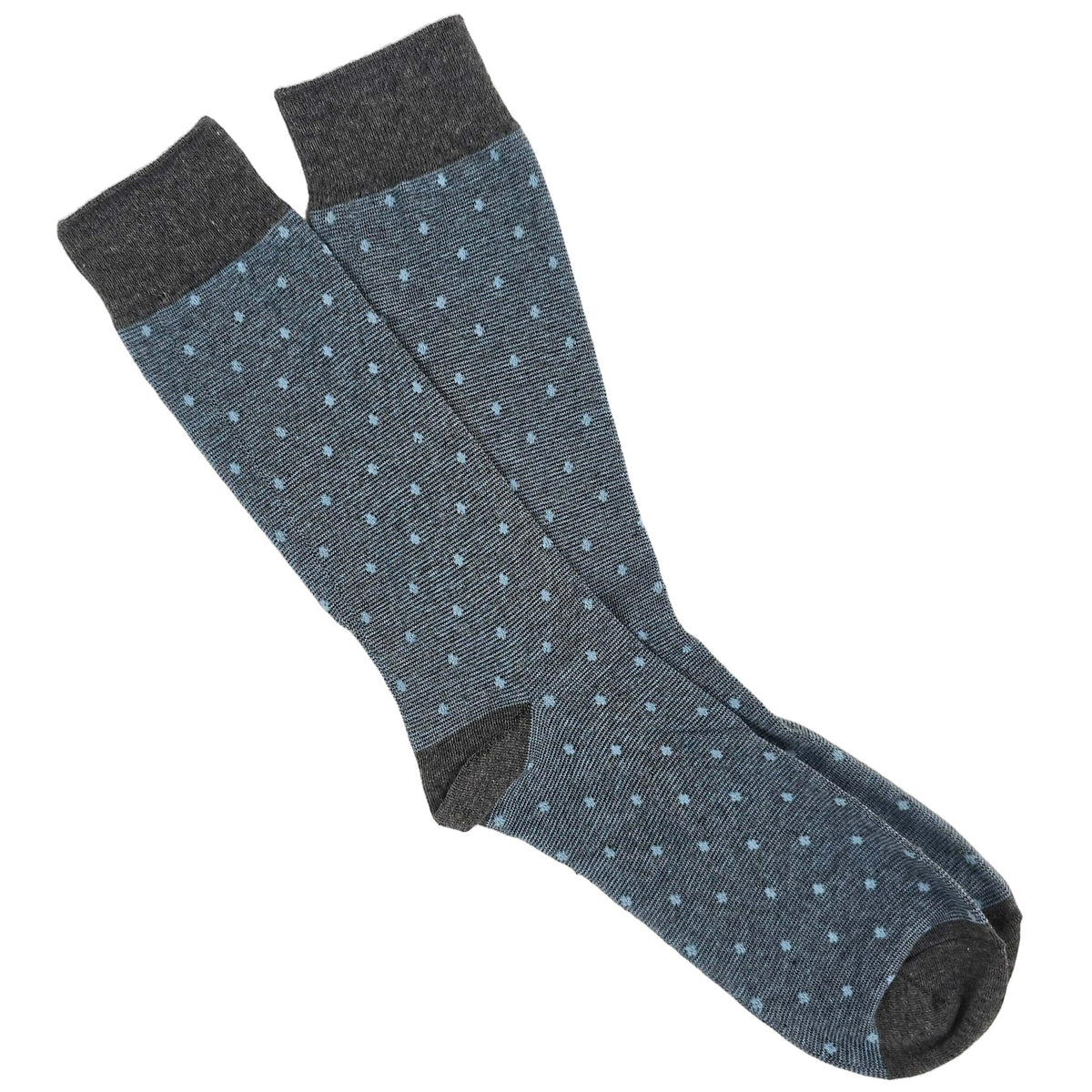 Blue Gray Polka Dot Jacquard Socks (Adult Large - Men's Shoe Sizes 8 - 12)