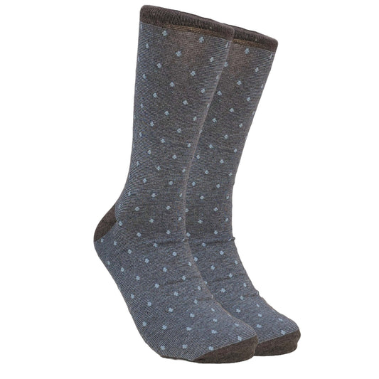 Blue Gray Polka Dot Jacquard Socks (Adult Large - Men's Shoe Sizes 8 - 12)