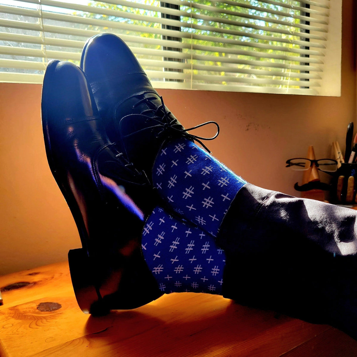 Blue Hashtag Patterned Socks from the Sock Panda (Adult Large)