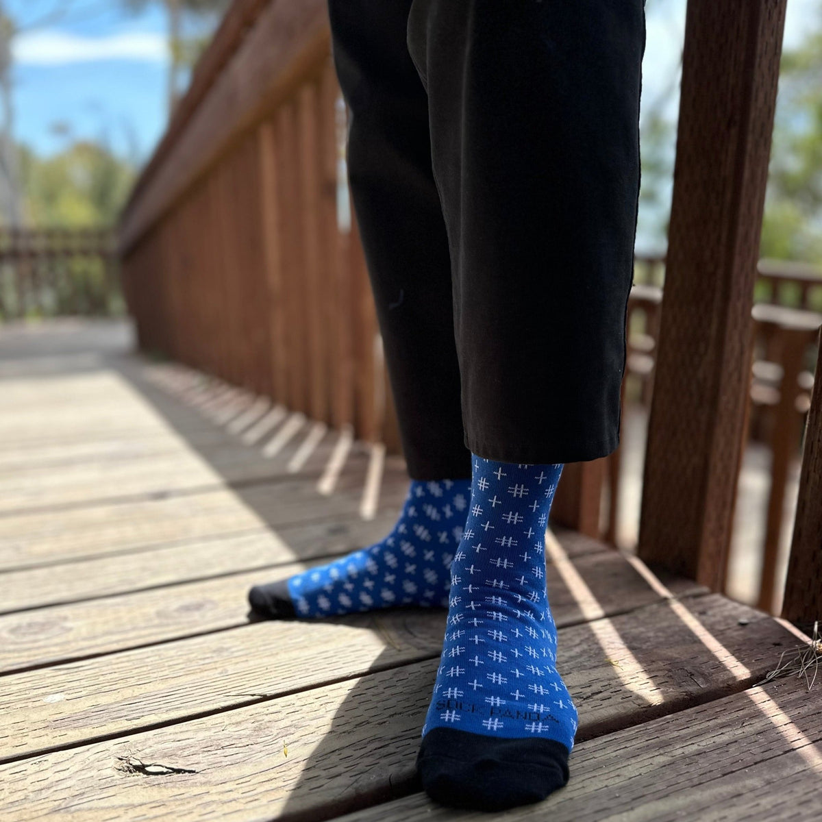 Blue Hashtag Patterned Socks from the Sock Panda (Adult Large)